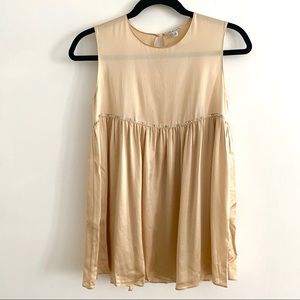 Anna Molinari Gold Silk Tank W Crystals, Size 44